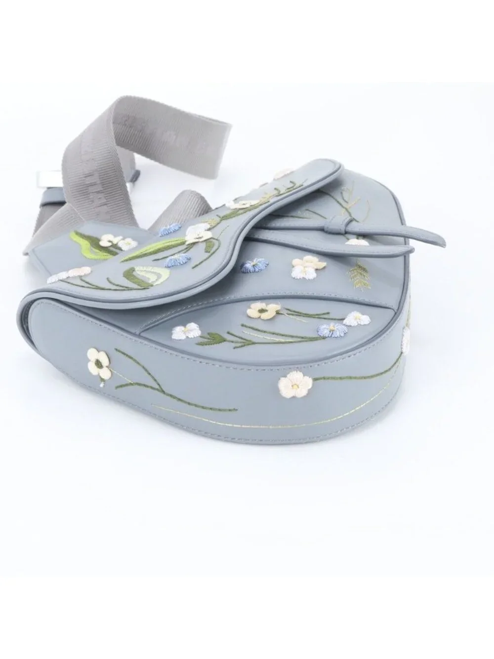 Dior Saddle Flower Embroidery Leather Shoulder Bag